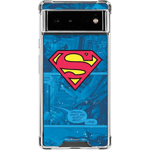 DC Comics Superman Logo Background Pattern Google Pixel 6 Clear Case